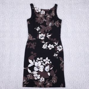 WHBM Sleeveless Dress Sz S Black Floral Sequins Deep Cut Back Elegant Minimalist